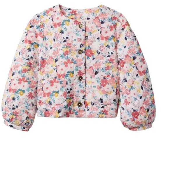 Janie and Jack Quilted Floral Floral Button-Up Jacket in Color My Girl Pink - Picture 1 of 14
